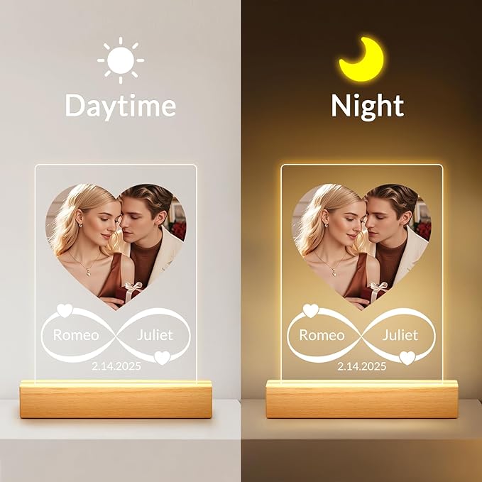 Custom Picture Frames with Photo, Personalized Photo Frame with Night Light - Image 3
