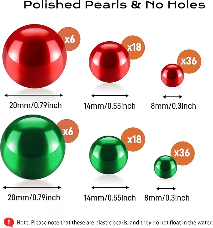 120 PCS 8/14/20mm No Hole Polish Pearl Beads - Image 2