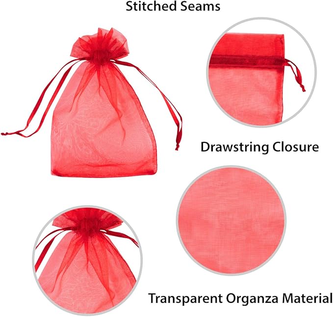 Super Z Outlet 100 Pack 5x7 Inch Mini Sheer Drawstring Organza Transparent Bags - Image 4