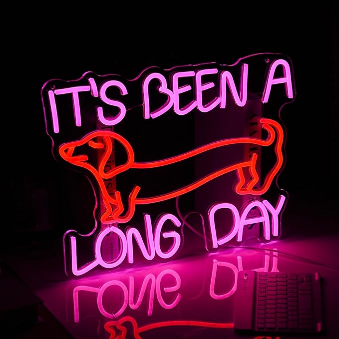 Dimmable Dog Neon Sign Pink It’s Been A Long Day Neon Light - Image 5