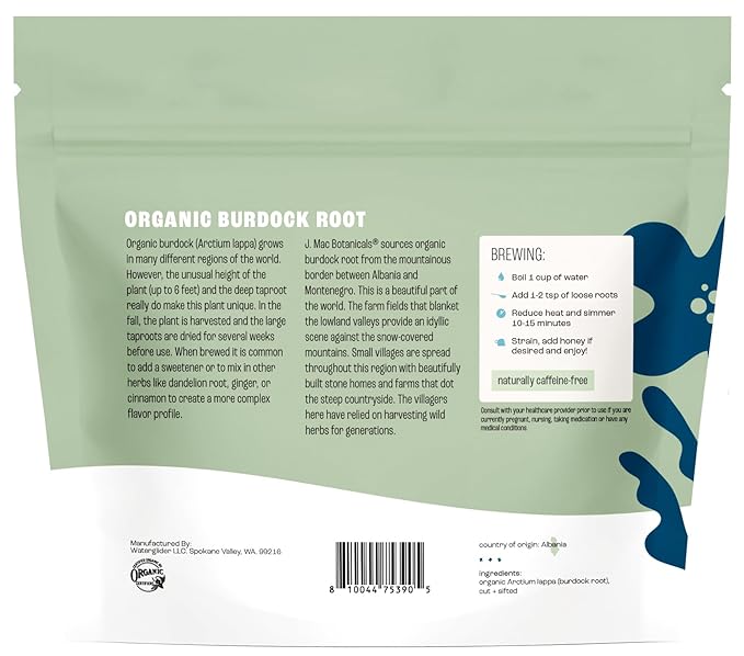 J Mac Botanicals Organic Burdock Root Herbal Tea - 4 oz - Image 8