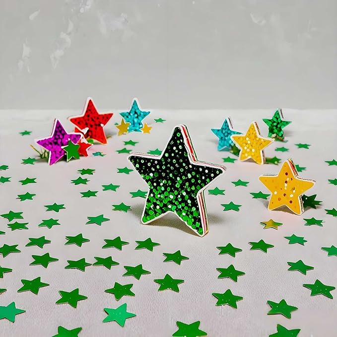 Green Star Confetti - 60g Glitter Stars Table Confetti - Image 3