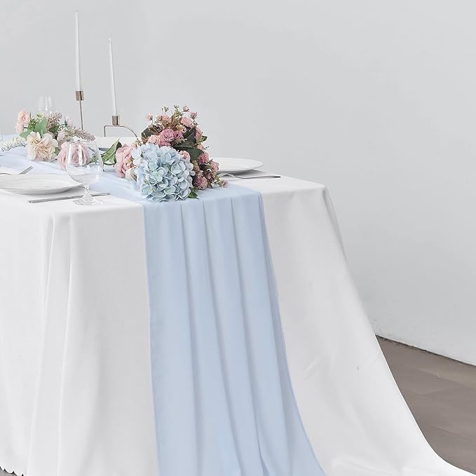 2 Pack 10Ft Baby Blue Chiffon Table Runner Sheer 29x120 Inch - Image 6