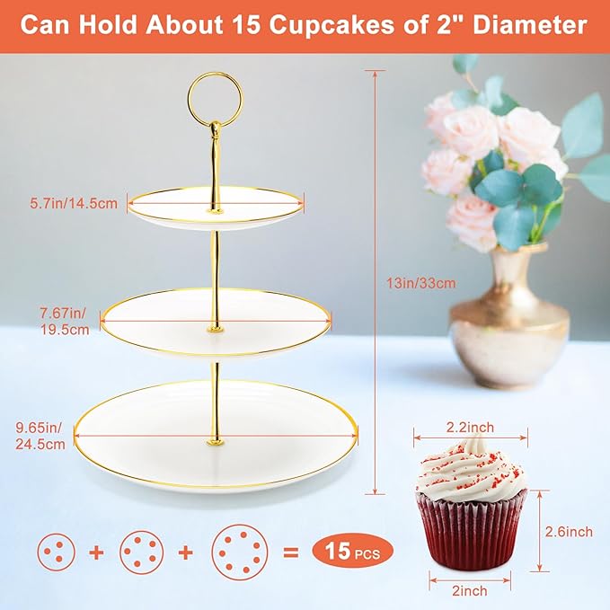 Coitak 3 Tier Cupcake Stand, Plastic Tiered Serving Stand, Dessert Tower Tray - Image 3
