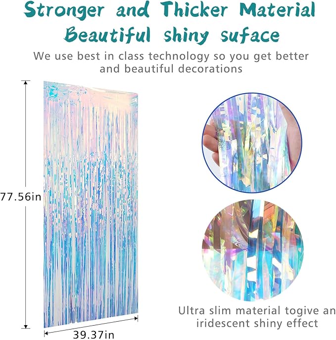 2 Pack Fringe Curtains Party Decorations, Tinsel Backdrop Curtains - Image 7