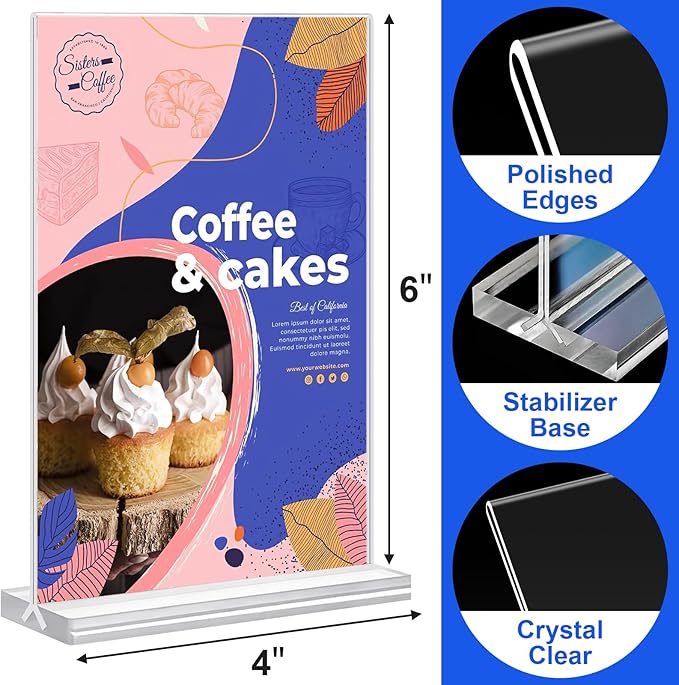 Acrylic Sign Holder 4x6 Vertical Plastic Signs Acrylic Frame Display Signs - Image 2