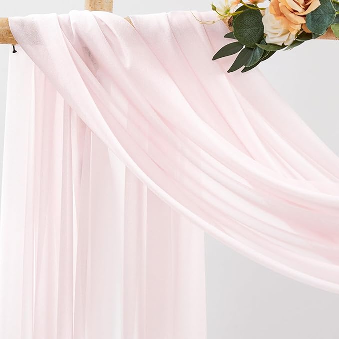 30" x 20Ft Wedding Arch Draping Fabric, 1 Panel Blush Sheer Curtain Drapes - Image 2