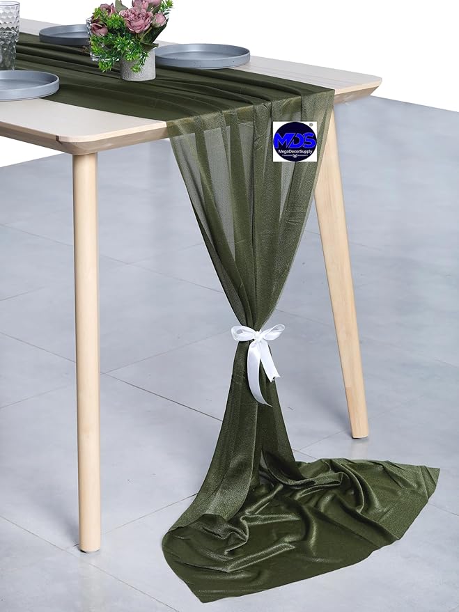 MDS 20 Pack 10ft Chiffon Table Runner 29 x 120 Inches Sheer Wedding Runner - Image 3