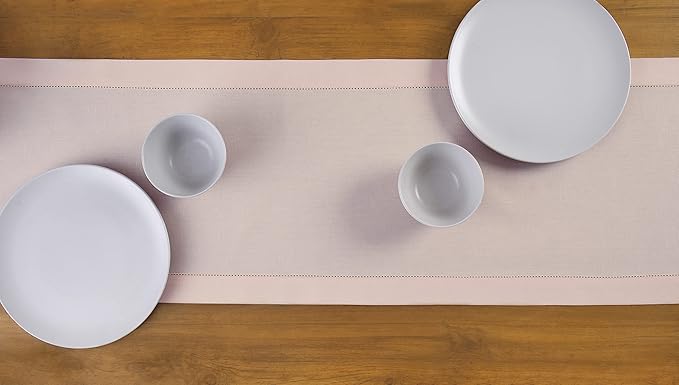 Solino Home Cotton Linen Pink Table Runner 120 Inches Long - Image 4