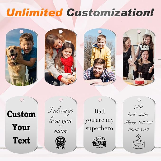 Custom Keychain with Picture, Personalized Photo Keychain with LOGO Text - Image 4
