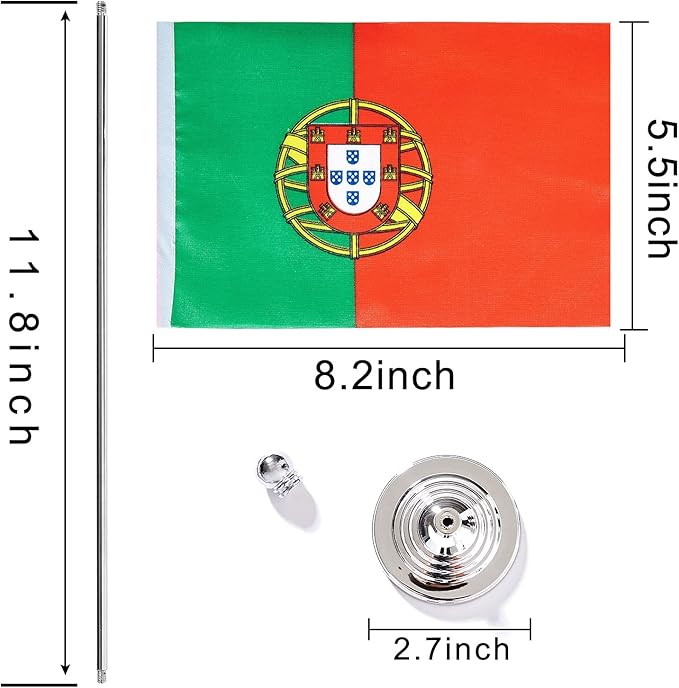 ZXvZYT 2 Pack Portugal flag Portuguese Table Flag Small Mini Portuguese Desk - Image 2