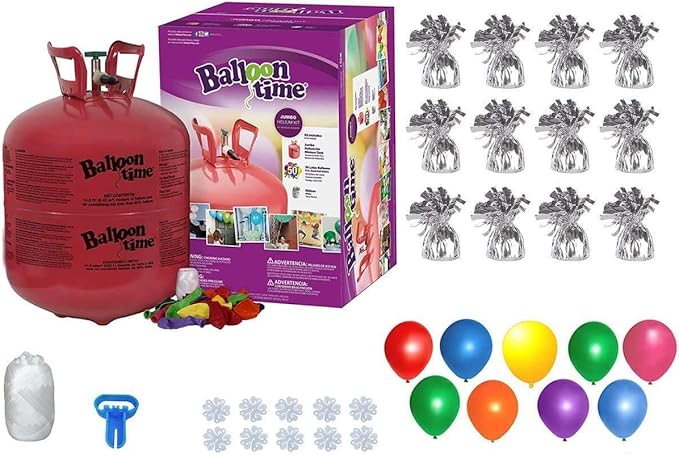 Helium Tank for Balloons At Home 14.9 Cu Ft Helium Tank, 50 Balloons and White by BLUERIBBON