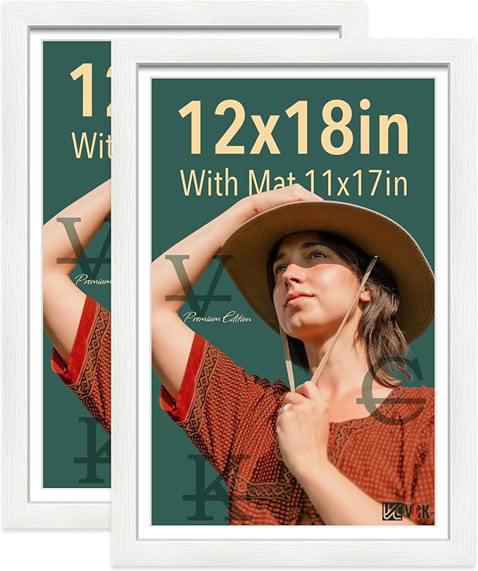 VCK 12x18 Frame, Textured White Wood Poster Frame by VCK