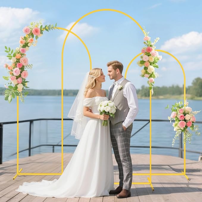 Wedding Arch Backdrop Stand and Blue Arch Cover Set of 3 Metal Arch Stand - Image 2