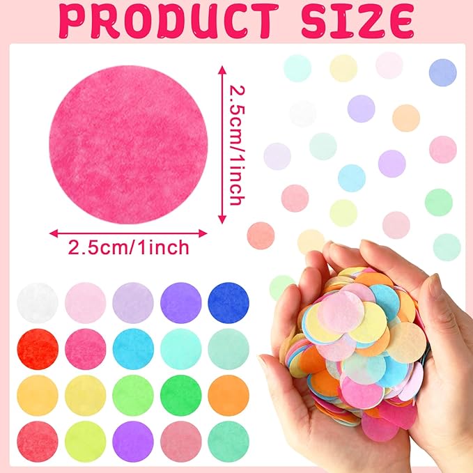 MARFOREVER 5.4oz Multicolor 1 Inch Round Tissue Paper Confetti, Round Confetti - Image 2