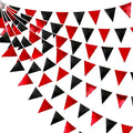 Red Black Party Decoration Metallic Fabric Triangle Pennant Banner Flag Bunting by pinkblume