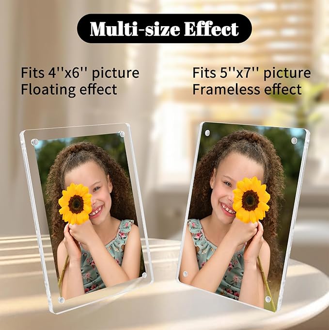 Acrylic Magnetic Picture Frames 4x6 Inch Set of 3, Tabletop and Refrigerator - Image 2