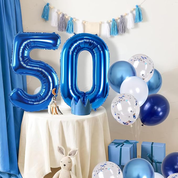 50th Birthday Balloon for Boys, Foil 40 Inch Self Inflating Balloon Number 50 - Image 6
