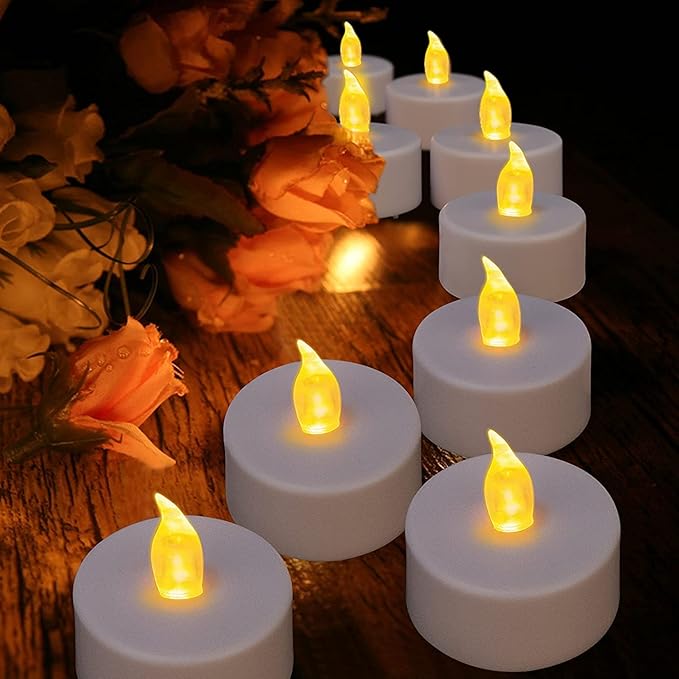 Nancia Tea Lights, Flickering Warm Yellow, 200 Hours Battery-Powered Tea Light - Image 2