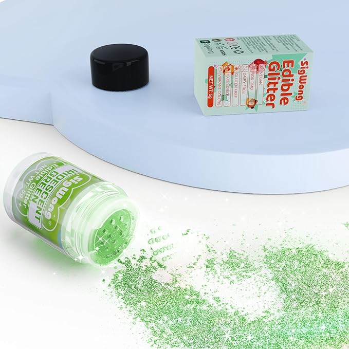 Iridescent Green Edible Glitter - 5g Food Grade Cake Decorating Shimmering - Image 2