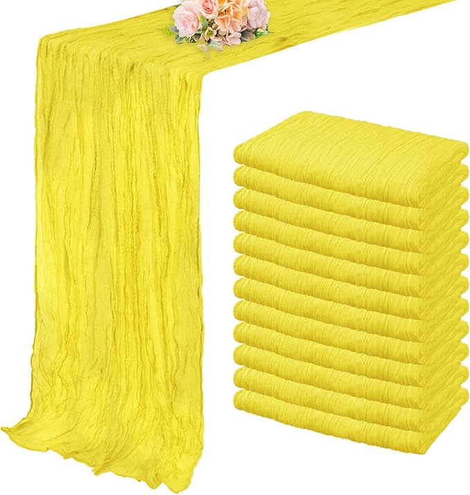 12 Pack Yellow Cheesecloth Table Runner 20 x 120 Inch Long Rustic Gauze Cheese by FoliafeelHome