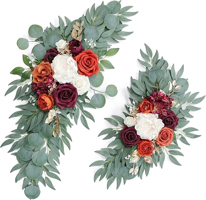 Artificial Burnt Orange Wedding Arch Flowers Swags by UdoulaFlowersforLife