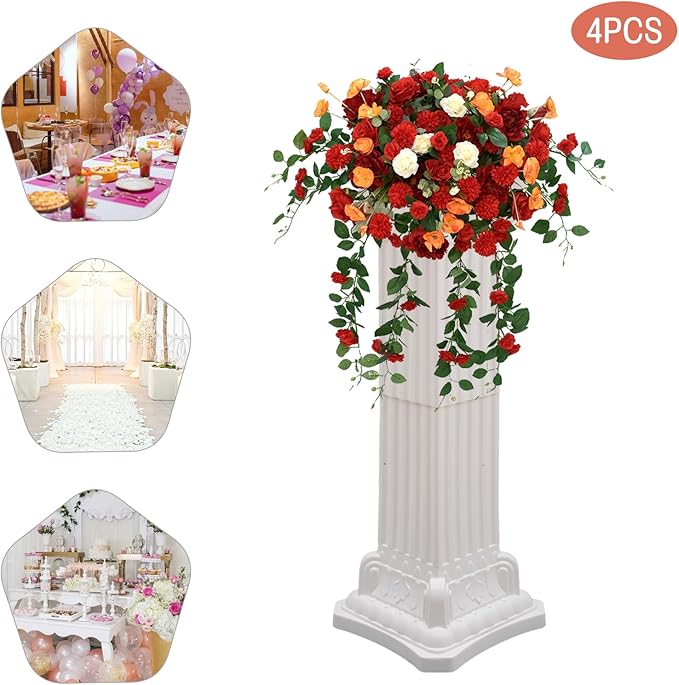 Roman Pillars Decoration Party Flower Pot Columns Set 4Pcs Decor Pedstal Stand - Image 6