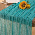 Teal Green Cheesecloth Table Runner Fall Table Runner Boho Gauze 120 Inches by DeZerlor