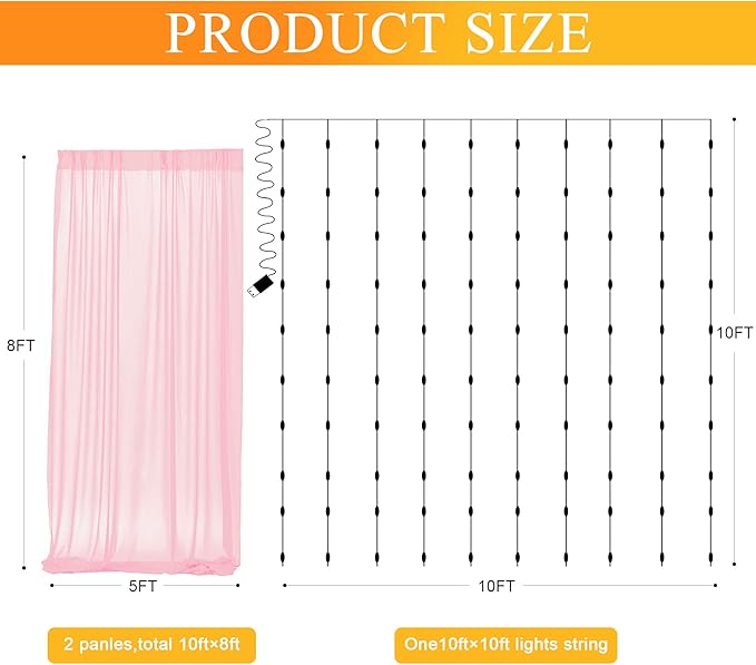 Fomcet Pink Tulle Backdrop Curtains - Image 2