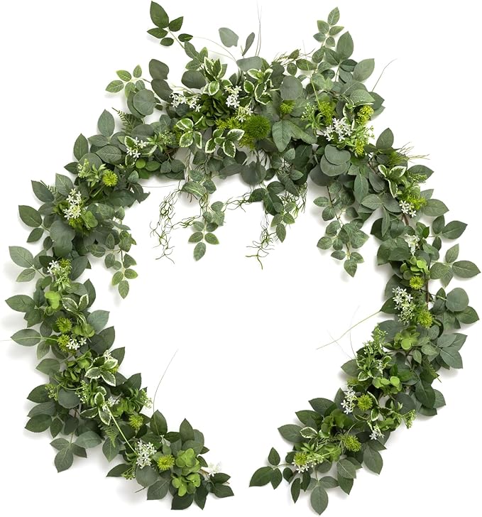 Ling's Moment Flower Garland - 6FT Eucalyptus & Rose - Sweetheart Table Decor by LingsMoment