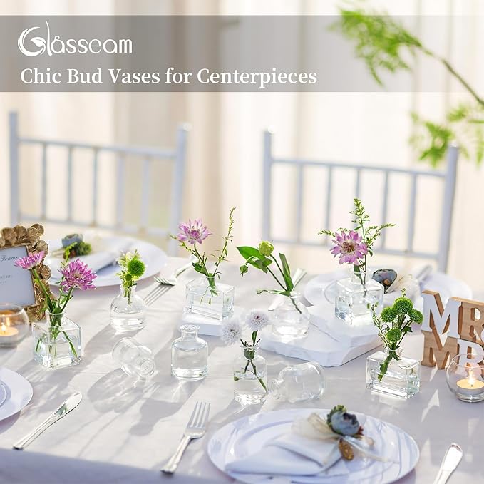 Glasseam Mini Bud Vases in Bulk 40: Clear Small Flower Vases - Image 4