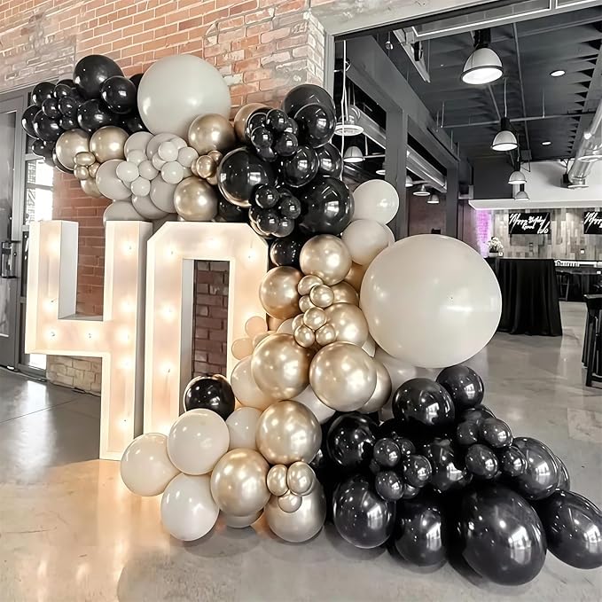Black White Gold Balloons, 12 Inch 35PCS Black and White Balloon - Image 4