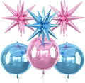 6Pcs Pink Blue Foil Balloons, 22Inch Blue Pink 4D Round Ball Balloon and by Adorely