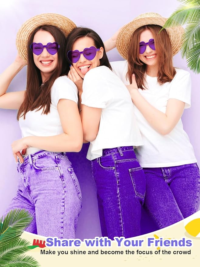 12 Pairs Heart Shaped Sunglasses - Image 6