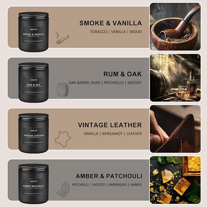 Scented Candles Set | Men Candle Set, 4 Pack Candles - Image 2