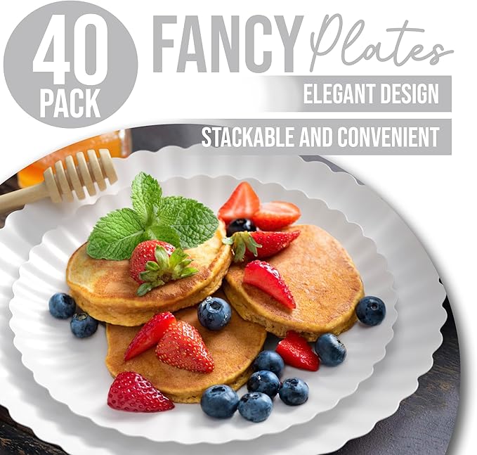 Trendables Scalloped Paper Plates 8.5 Inch & 10.5 Inch 40 Pcs Dinner Plate Set - Image 5
