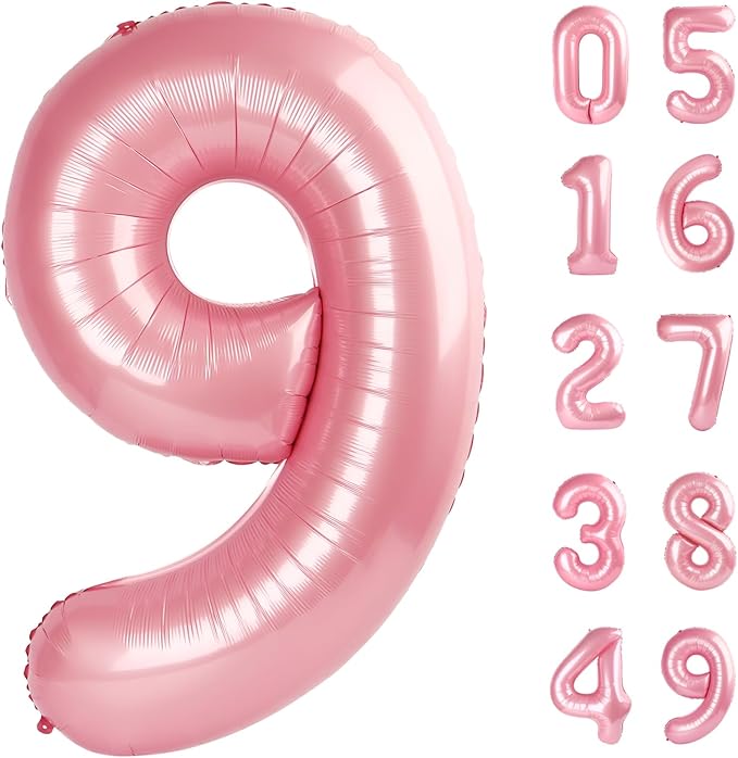 40 Inch Big Pearlescent Pink 9 Balloon Number, Jumbo Giant Happy 9th 19 29 39 by Upgesy
