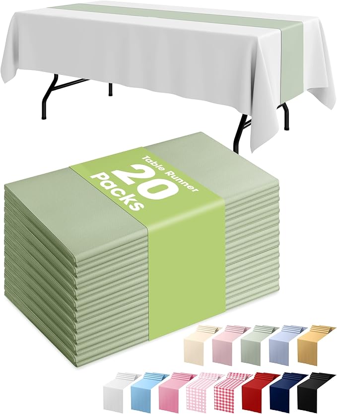 Pureegg Sage Green Plastic Table Runners by Pureegg