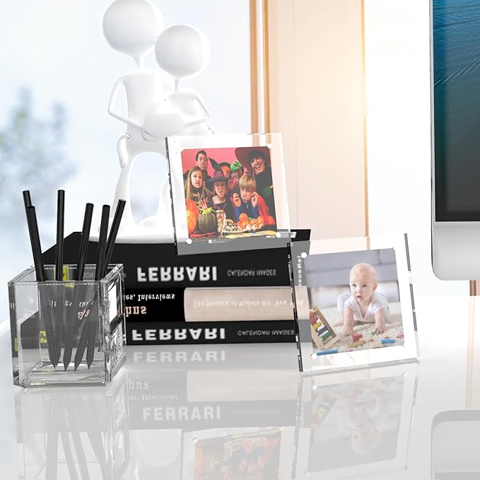 HELPLEX Picture Frames, 3 Pack 4x4 inch Acrylic Picture Frame Clear 4 x 4 Photo - Image 3