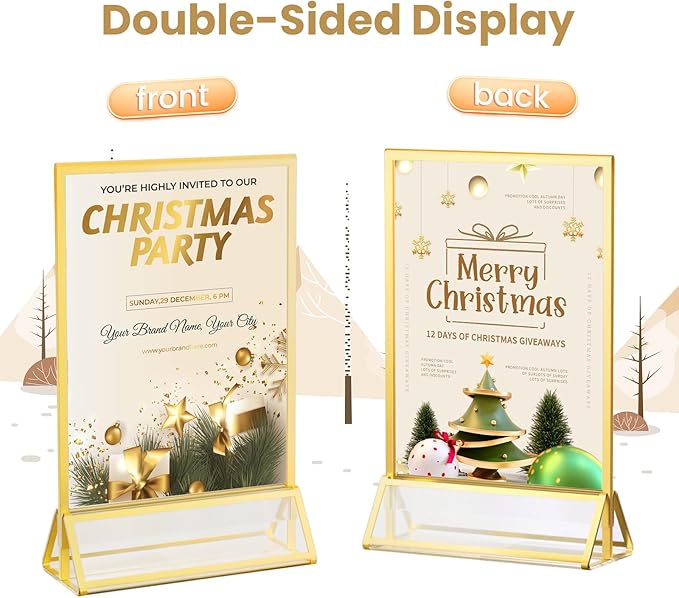 Acrylic Sign Holder 4X6 Gold Picture Frame Double-Sided Acrylic Frames - Image 3