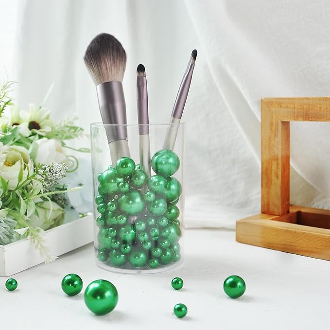 520Pcs Green Glossy Beads for Centerpiece Decor, Artifical Pearls Vase Filler - Image 3