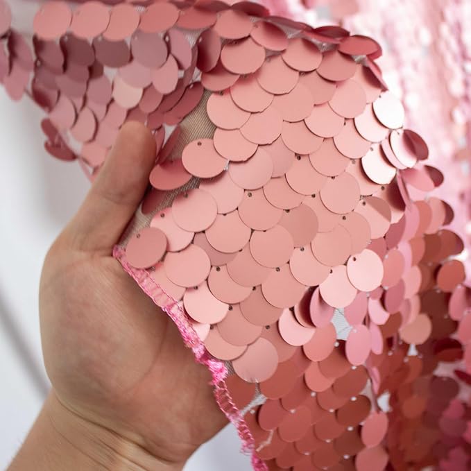 JYFLZQ Pink Payette Sequin Backdrop Curtains 8ft x 8ft 1 Panel Large Shimmer - Image 4