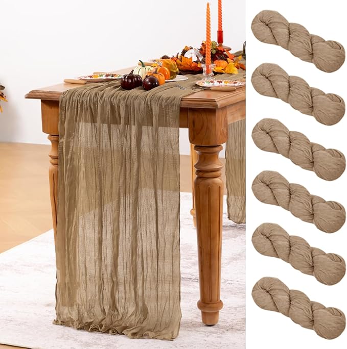 Nude Cheesecloth Table Runner 6 Pack Fall Table Runners Boho Gauze 120 Inches by DeZerlor