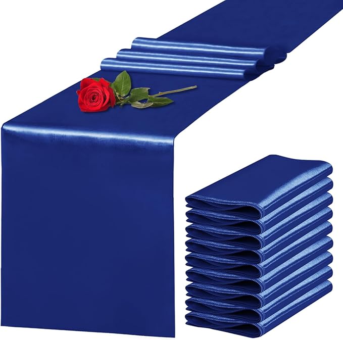 10 Pack Satin Table Runner 12 x 108 Inch Long Navy Silk Table Runner by Unknown