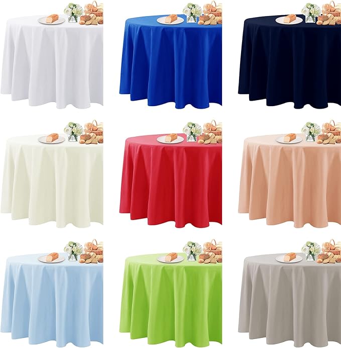 Fokitut 2 Pack Waterproof Round Tablecloth, 132 Inch, Stain Resistant and - Image 7