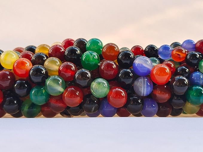 Stone Beads 8mm 100pcs Colorful Agate Beads Round Loose Gemstones Beads - Image 3