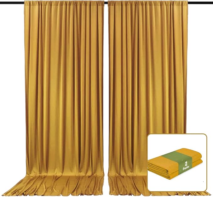 2 Panels Gold Backdrop Curtain, 10 x 10 Feet Background Curtains by Zankubom