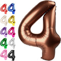 40 Inch Dark Brown Large Number 4 Balloons, Giant Foil Number Four 14 24 34 40 by Upgesy