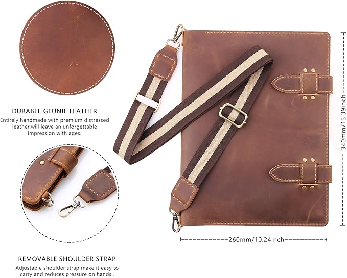 Robrasim Handmade Leather Sketchbook Cover, Artist Sketch Pad Holder - Image 3