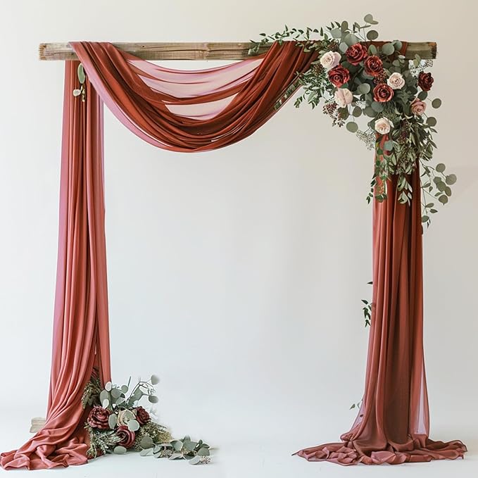 Wokceer Wedding Arch Draping Fabric Terracotta 28.7" x 20FT Sheer Drapes by Wokceer